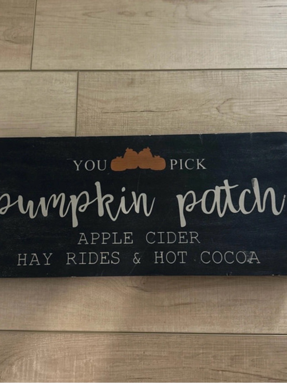 You Pick Pumpkin Patch Wooden Wall Sign - Black and Orange